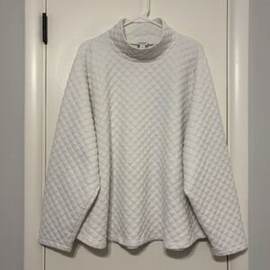 J. Crew #BL249 Women's Plus L/S Quilted Mockneck Pullover Shirt Top 3X Cream